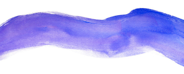 Watercolor blue strip with paper texture, watercolor hand drawing multilayer. Bar, band horizontal element background for design, greeting card, web design and printing.