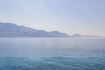 Landscape with water and mountains in the background, Albania