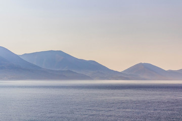 Landscape with water and mountains in the background, Albania