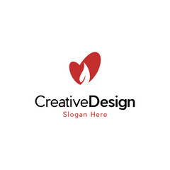 red vector icon with heart shape and leaves, Love nature creative logo design template.