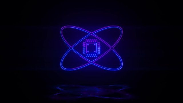 Smart cheap artificial intelligence in neon effect mp4 video on dark background