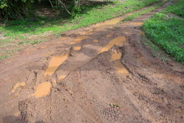 Clay road in the rain