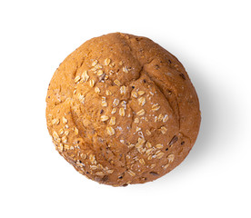 Whole Grain Bread isolated on white background. top view