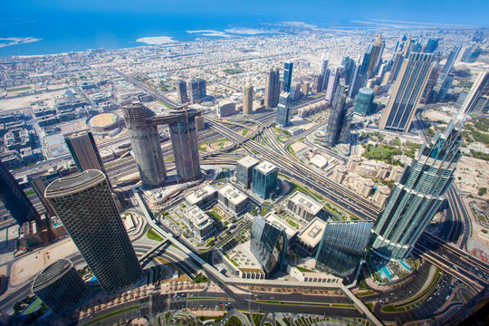 aerial view in Dubai city, aerial scene © Ioan Panaite