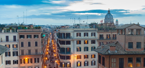 Fototapeta na wymiar Rome, Italy cityscape at dusk