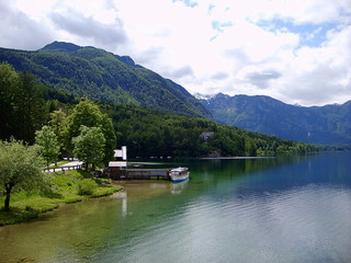 Fototapeta na wymiar Beautiful Slovenian landscape Bohinj Lake. Triglav National Park, Slovenia