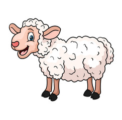 Cute cartoon lamb farm animal vector illustration