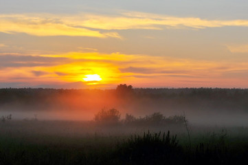 sunset over the lake