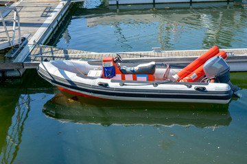 Obraz premium Semi Rigid Boat in the Marina
