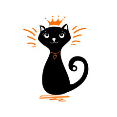 cat; graphic; illustration; princess; background; design; isolated; tee; logo; fashion; vector; crown; cute; animal; tees; kitty; king; cartoon; character; sketch; baby; print; drawing; queen; girl; b