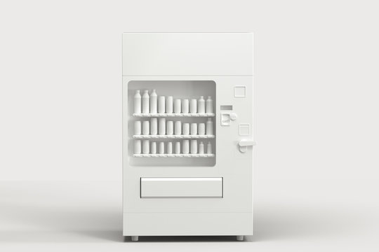 The white model of vending machine with white background, 3d rendering.
