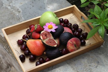 Fruits and berries on a tray
