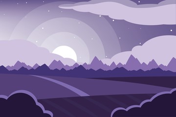 Horizontal romantic rural landscape. Farmland vector illustration