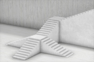 The stairway in the daylight with white background, 3d rendering.