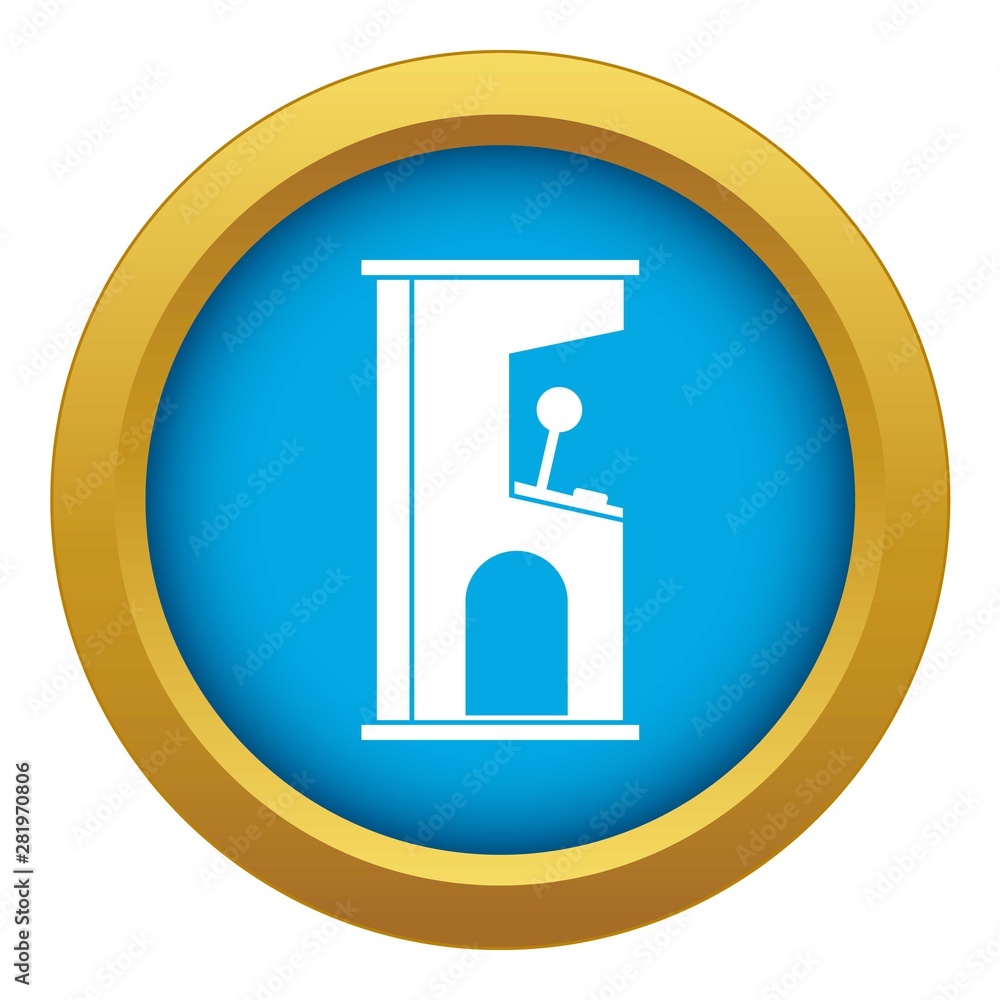Poster retro style arcade game machine icon blue vector isolated on white background for any design