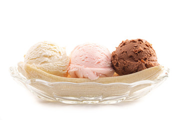 Banana Split without Toppings Isolated on a White Background