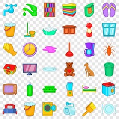 House cleaning icons set. Cartoon style of 36 house cleaning vector icons for web for any design
