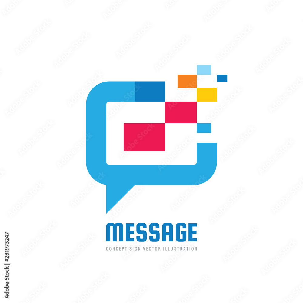 Poster message - speech bubbles vector logo concept illustration in flat style. dialogue talking icon. chat