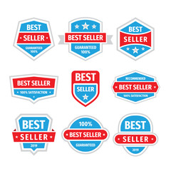Best seller badges vector set in retro vintage design style. Abstract business sale logo. Concept label collection. 100% satisfaction guaranteed. 