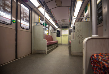 Interior view of a subway car in Berlin