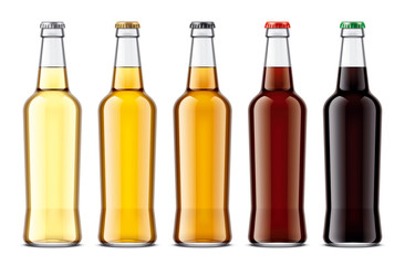 Glass beer bottles mockup. 