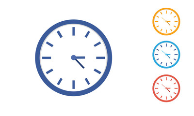 White Clock icon flat design for apps and website