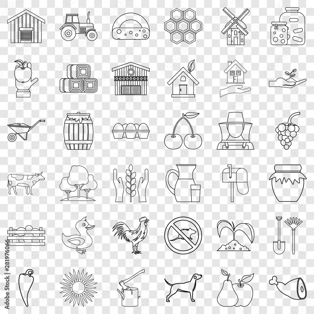 Poster housecraft icons set. outline style of 36 housecraft vector icons for web for any design