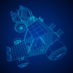 Off road dune buggy car. Terrain vehicle. Outdoor car racing, extreme sport concept. Wireframe low poly mesh vector illustration