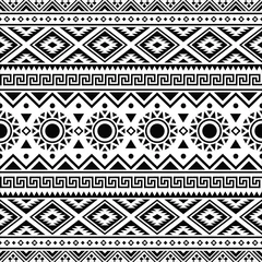 Gordijnen Ikat Azteekse etnische naadloze patroon ontwerp in zwart-witte kleur. Etnische illustratie vector. © dimas