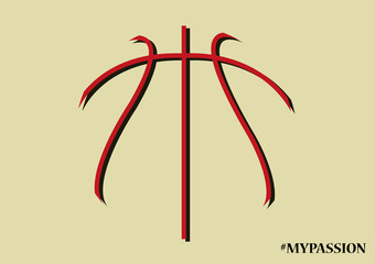 Basketball ball lines vector illustration. Passion of my life. 