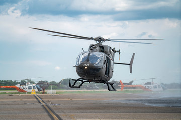 Fototapeta na wymiar Helicopter pilot finale flight