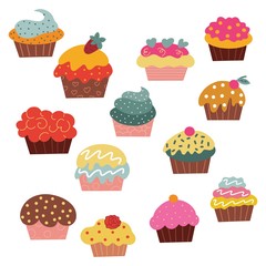 Vector illustration of colored pastries