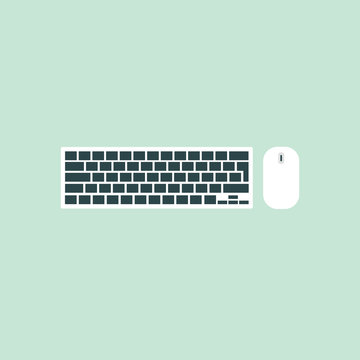 desktop computer keyboard and mouse wireless vector icon technology