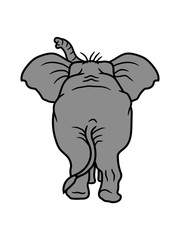elefant von hinten po arsch hintern dick fett gehend clipart design comic cartoon cool lustig dickhäuter rüssel spazieren weg gehen