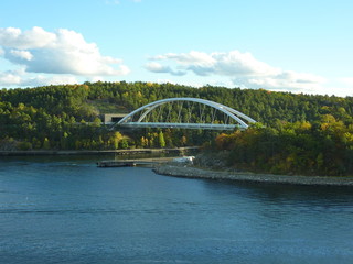 Fototapeta na wymiar A bridge in Stockholm, view from the sea
