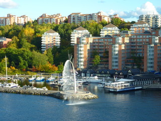 Fototapeta premium Stockholm in early Autumn on the background..