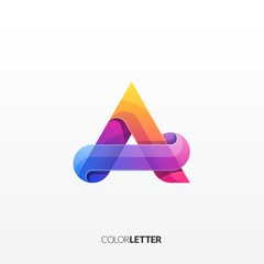 Letter A Colorful Papercut Origami Style 