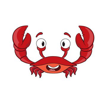 red cartoon smiling crab vector