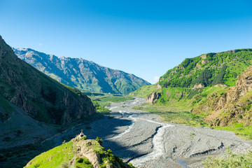 Fototapeta na wymiar High beautiful mountains of the Caucasus on the territory of Georgia a picturesque landscape