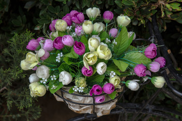 Obraz premium Formal Garden, Flower, Ornamental Garden, Bicycle, Basket