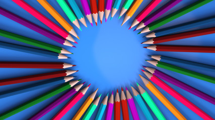Obraz premium 3d rendering background with pencils of different colors