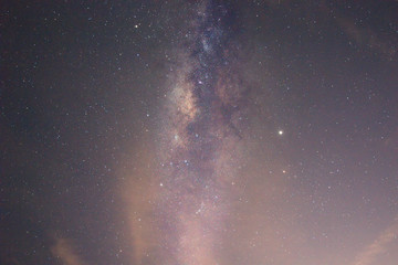 Milky Way Galaxy rising in Sabah Malaysia Asia. Image contain noise and grain due to high ISO. Image also contain soft focus and blur due to long exposure and wide aperture.