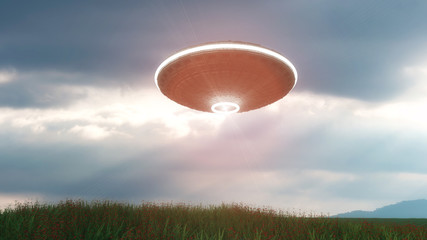 3d rendering. Futuristic unidentified flying object
