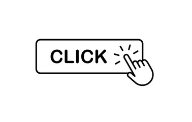 Click here button with hand clicking icon