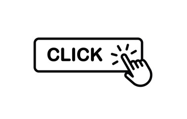Click here button with hand clicking icon