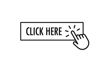 Click here button with hand clicking icon