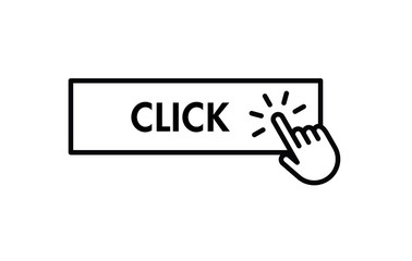 Click here button with hand clicking icon