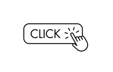 Click here button with hand clicking icon