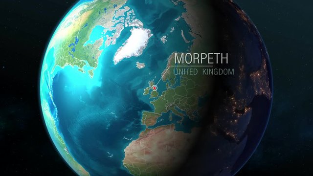 United Kingdom - Morpeth - Zooming from space to earth