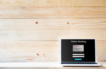 Laptop computer opening online electronic internet banking